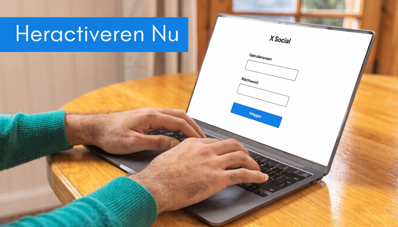 Een persoon die inlogt op het X Social account op een laptop om het profiel te heractiveren.