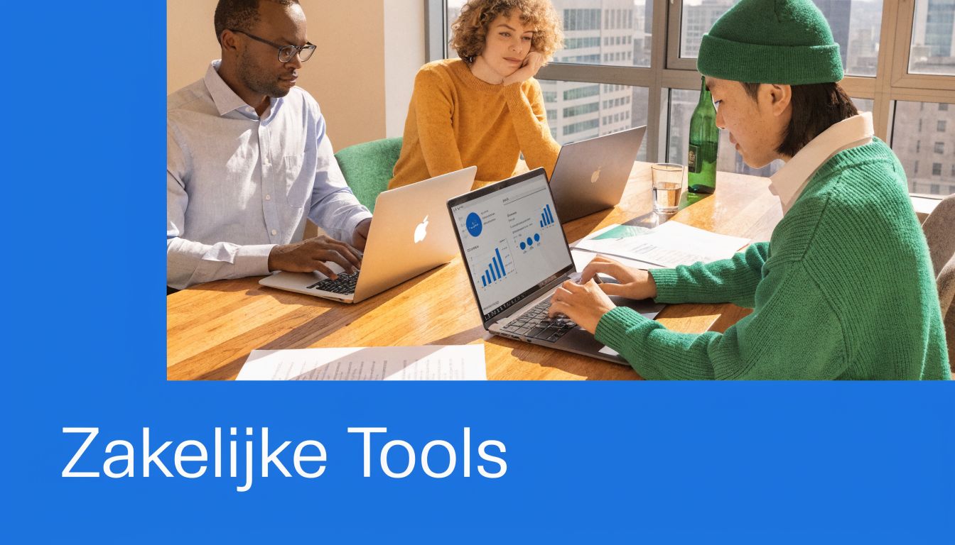 Drie diverse collega's werken samen aan hun laptops tijdens een productieve vergadering op een kantoor.