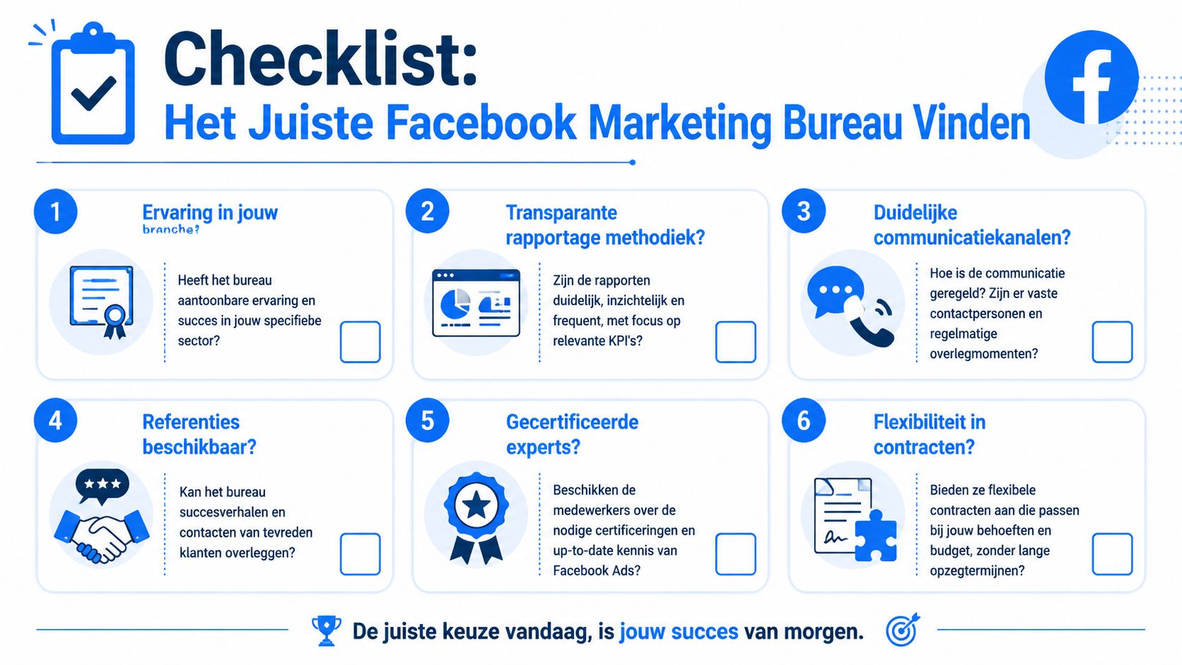 Een checklist voor het kiezen van het juiste Facebook marketing bureau voor jouw bedrijf.